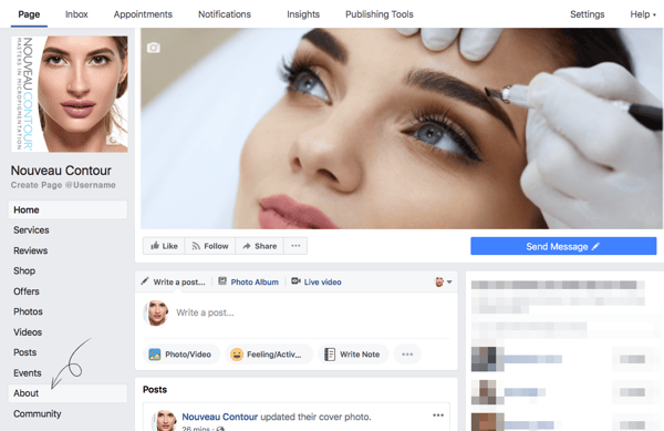 marketing you business, salon marketing, setting up your page, about me